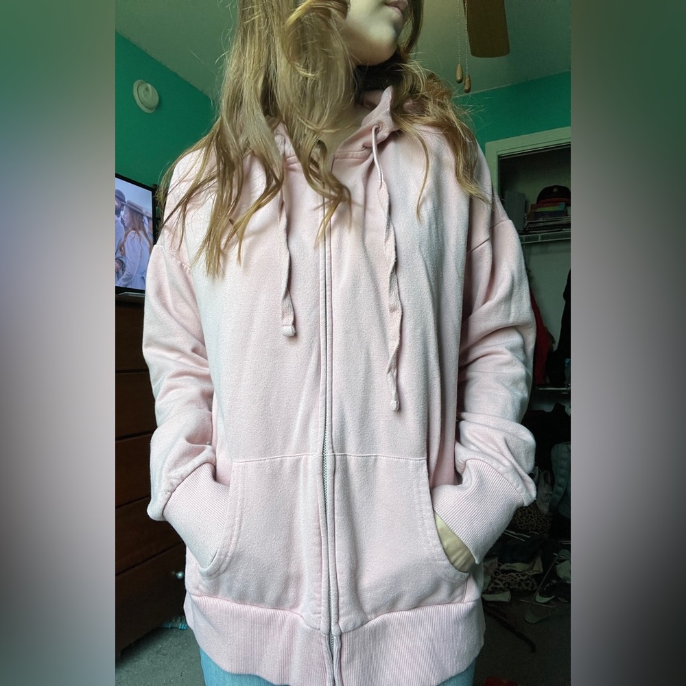 Pink soft zip up hoodie